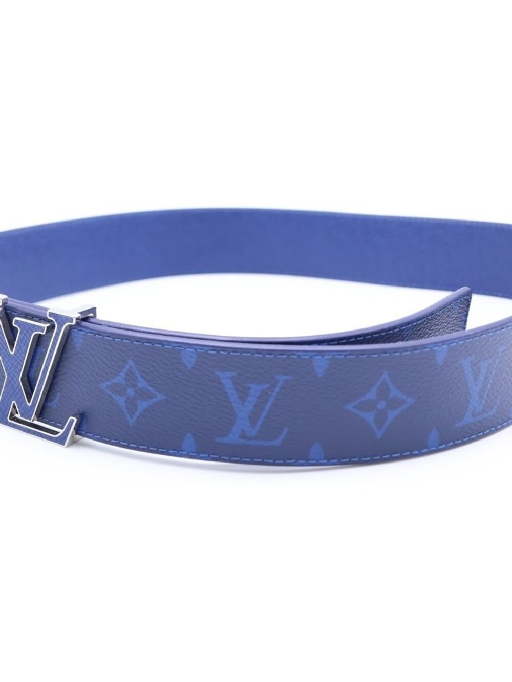 Louis Vuitton Monogram Cobalt LV Ceinture Leather Belt Blue 90 36 Silver